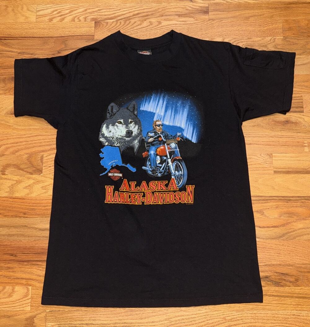 Vintage Rare 1995 Harley Davidson Wolf Anchorage Alaska T-Shirt Mens Size Large